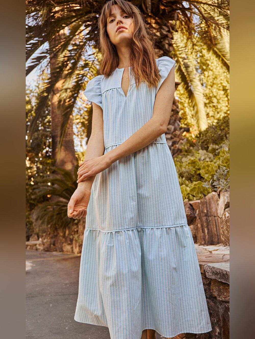 Saylor Blue And White Midi Dress S